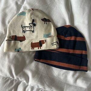 Gerber Baby Dog Print & Black/Brown Stripe Beanie Duo